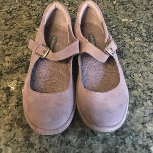 Lands' End Mauve Suede Mary Jane Shoes 7.5 NWOT